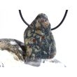 Hornblende mit Granat und Schiefer - XXL Scheibenstein gebohrt - Rarität - Handarbeit - ca. 4,3 cm x 2,8 cm x 0,7 cm