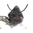 Hornblende mit Granat und Schiefer - XXL Scheibenstein gebohrt - Rarität - Handarbeit - ca. 4,6 cm x 3,5 cm x 0,8 cm