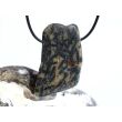 Hornblende mit Granat und Schiefer - XXL Scheibenstein gebohrt - Rarität - Handarbeit - ca. 4,9 cm x 3 cm x 0,7 cm