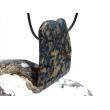Hornblende mit Granat und Schiefer - XXL Scheibenstein gebohrt - Rarität - Handarbeit - ca. 4,9 cm x 3 cm x 0,7 cm