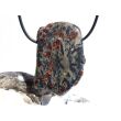 Hornblende mit Granat und Schiefer - XXL Scheibenstein gebohrt - Rarität - Handarbeit - ca. 4,5 cm x 3,2 cm x 0,8 cm