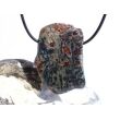 Hornblende mit Granat und Schiefer - XXL Scheibenstein gebohrt - Rarität - Handarbeit - ca. 4,5 cm x 3,2 cm x 0,8 cm