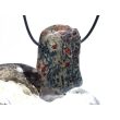 Hornblende mit Granat und Schiefer - XXL Scheibenstein gebohrt - Rarität - Handarbeit - ca. 4,5 cm x 3,2 cm x 0,8 cm