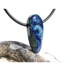Azurit-Malachit natur Schmuckstein / Scheibenstein gebohrt - Handarbeit - Rarität - Sonderqualität - ca. 2,4 cm x 1 cm x 0,7 cm