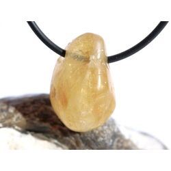 Citrin (gebr.) Trommelstein gebohrt - ca. 2,5 cm x 1,7 cm x 1,4 cm