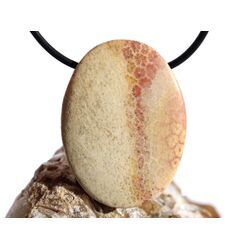 Versteinerte Koralle XXL Schmuckstein Cabochon / Scheibenstein gebohrt - ca. 4 cm x 3 cm x 0,8 cm