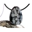 Schneeflockenobsidian Trommelstein / Scheibenstein gebohrt - Sonderqualität - ca. 3,3 cm x 2,4 cm x 1,1 cm