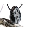 Schneeflockenobsidian Trommelstein / Scheibenstein gebohrt - Sonderqualität - ca. 3,3 cm x 2,4 cm x 1,1 cm