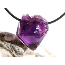 Amethyst dunkel Morion Kristallspitze / Rohstein angetrommelt, gebohrt - AA-Sonderqualitt - ca. 2,6 cm x 2,3 cm x 1,7 cm