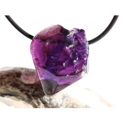 Amethyst dunkel Morion Kristallspitze / Rohstein angetrommelt, gebohrt - AA-Sonderqualitt - ca. 2,6 cm x 2,3 cm x 1,7 cm