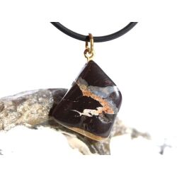 Brekzienjaspis (Trümmerjaspis) Trommelstein Anhänger Öse - Sonderqualität - Rarität - ca. 2,7 cm x 1,6 cm x 0,7 cm