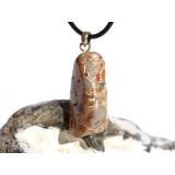 Trümmer-Jaspis (Brekzienjaspis Konglomerat) Trommelstein Anhänger Öse - Sonderqualität - ca. 3,9 cm x 1,5 cm x 1 cm