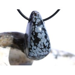 Schneeflockenobsidian Schmuckstein / Trommelstein gebohrt...