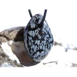 Schneeflockenobsidian Schmuckstein / Trommelstein gebohrt - Sonderqualit�t - ca. 3,3 cm x 1,8 cm x 1,9 cm