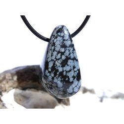 Schneeflockenobsidian Schmuckstein / Trommelstein gebohrt - Sonderqualit�t - ca. 3,3 cm x 1,8 cm x 1,9 cm