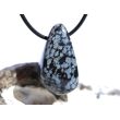 Schneeflockenobsidian Schmuckstein / Trommelstein gebohrt - Sonderqualität - ca. 3,3 cm x 1,8 cm x 1,9 cm