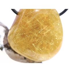 Rutilquarz gold XL Trommelstein / Schmuckstein gebohrt - AA-Sonderqualitt - ca. 3,4 cm x 3,1 cm x 1,6 cm