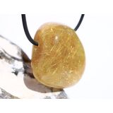 Rutilquarz gold XL Trommelstein / Schmuckstein gebohrt -...