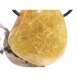 Rutilquarz gold XL Trommelstein / Schmuckstein gebohrt - AA-Sonderqualität - ca. 3,4 cm x 3,1 cm x 1,6 cm