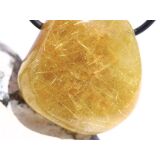 Rutilquarz gold XL Trommelstein / Schmuckstein gebohrt - AA-Sonderqualität - ca. 3,4 cm x 3,1 cm x 1,6 cm