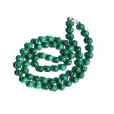 Malachit Halskette / Kugelkette - Kugeln 8 mm, 925iger...