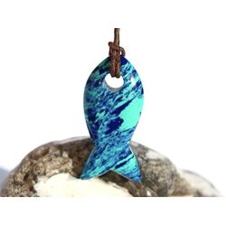 Azurit-Malachit (rek.) Fisch Schmuckstein gebohrt - Rarit�t - Sonderqualit�t - ca. 3,1 cm x 1,5 cm x 0,7 cm