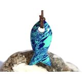 Azurit-Malachit (rek.) Fisch Schmuckstein gebohrt -...