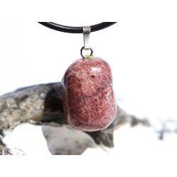 Thulit (Zoisit) Trommelstein Anhänger Silberöse - ca. 2,8 cm x 1,4 cm x 1,2 cm