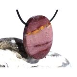 Mookait XXL Schmuckstein Cabochon / Scheibenstein gebohrt - Sonderqualität - ca. 4 cm x 3 cm x 0,9 cm