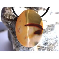 Mookait XXL Schmuckstein Cabochon / Scheibenstein gebohrt - Sonderqualität - ca. 4 cm x 3 cm x 0,9 cm