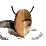 Mookait XXL Schmuckstein Cabochon / Scheibenstein gebohrt - Sonderqualität - ca. 4 cm x 3 cm x 0,9 cm