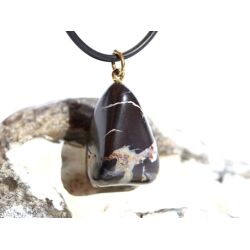 Brekzienjaspis (Trümmerjaspis) Trommelstein Anhänger Öse - Sonderqualität - Rarität - ca. 3,2 cm x 1,7 cm x 1,3 cm