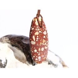 Trmmer-Jaspis (Trmmerjaspis / Konglomerat) Schmuckstein Cabochon  gebohrt - Sonderqualitt - Raritt - ca. 3,9 cm x 1,7 cm x 0,5 cm (GKS)