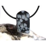 Schneeflockenobsidian Trommelstein / Schmuckstein gebohrt - Sonderqualität - ca. 2,9 cm x 1,6 cm x 1,3 cm
