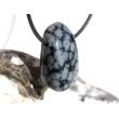 Schneeflockenobsidian Trommelstein / Schmuckstein gebohrt - Sonderqualität - ca. 2,9 cm x 1,6 cm x 1,3 cm