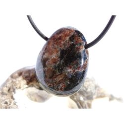 Anthophyllit Trommelstein / Scheibenstein gebohrt - Sonderqualit�t - ca. 2,8 cm x 2,2 cm x 1,1 cm