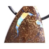 Boulderopal (Edelopal) XXL Schmuckstein Cabochon / Scheibenstein gebohrt - Rarität - Sonderqualität - Handarbeit - ca. 4,7 cm x 2,4 cm x 1,1 cm