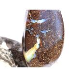 Boulderopal (Edelopal) XXL Schmuckstein Cabochon / Scheibenstein gebohrt - Rarität - Sonderqualität - Handarbeit - ca. 4,7 cm x 2,4 cm x 1,1 cm