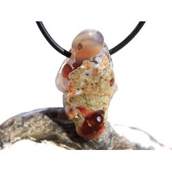 Feuerachat Trommelstein gebohrt - AA-Sonderqualit�t - Rarit�t - ca. 3,5 cm x 2 cm x 1 cm