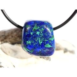 Azurit-Malachit (rek.) Schmuckstein gebohrt - ca. 2,1 cm x 1,9 cm x 1,5 cm