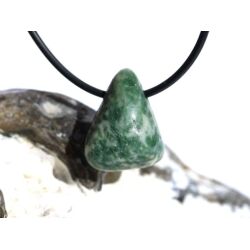 Prasem "Afrikanische Jade" Trommelstein gebohrt - ca. 2,2 cm x 1,8 cm x 1,5 cm - Sonderpreis wg. Makel -
