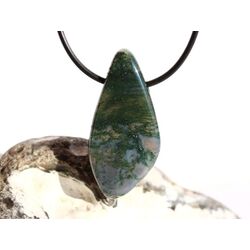 Moosachat grn XXL Schmuckstein / Scheibenstein gebohrt - AA-Sonderqualitt - Handarbeit - ca. 4,5 cm x 2,1 cm x 0,7 cm