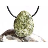 Schneeflockenepidot (Epidot-Feldspat) XL Trommelstein gebohrt - Sonderqualität - ca. 3,5 cm x 2,6 cm x 1,7 cm (GKS)