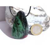 Rubin-Zoisit (Anyolith) XXXL Schmuckstein / Trommelstein gebohrt - AA-Sonderqualität - ca. 5,4 cm x 3,2 cm x 1,2 cm