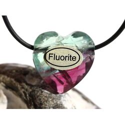 Fluorit bunt Herz facettiert Schmuckstein gebohrt - Sonderqualitt - ca. 2,4 cm x 2,4 cm x 1,3 cm