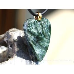 Seraphinit (Klinochlor) XXL Herz Schmuckstein Scheibenstein Anhnger Silberse vergoldet - AA-Sonderqualitt - Handarbeit - ca. 5,1 cm x 3 cm x 0,9 cm