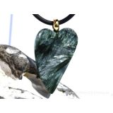 Seraphinit (Klinochlor) XXL Herz Schmuckstein Scheibenstein Anhänger Silberöse vergoldet - AA-Sonderqualität - Handarbeit - ca. 5,1 cm x 3 cm x 0,9 cm