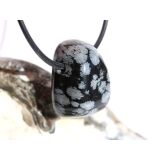 Schneeflockenobsidian Trommelstein / Schmuckstein gebohrt...