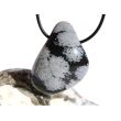 Schneeflockenobsidian XXL Trommelstein / Schmuckstein gebohrt - Sonderqualität - ca. 4,3 cm x 3,3 cm x 1,6 cm