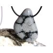 Schneeflockenobsidian XXL Trommelstein / Schmuckstein gebohrt - Sonderqualität - ca. 4,3 cm x 3,3 cm x 1,6 cm